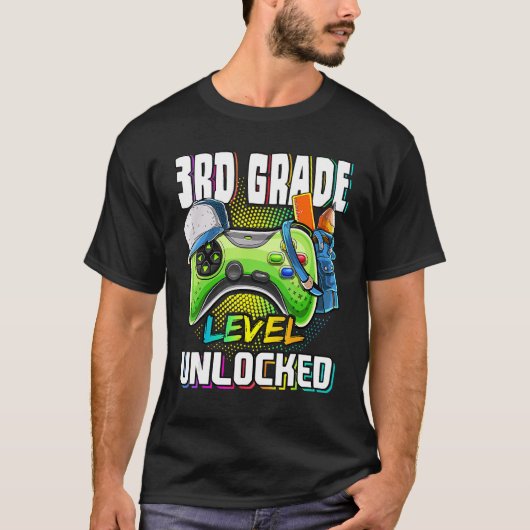Onvergrendelde videogame op 3e-klasseniveau Terug T-shirt (Voorkant)