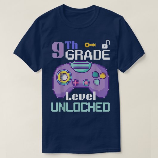 Onvergrendelde videogame op 9e niveau met één cont t-shirt (Design voorkant)