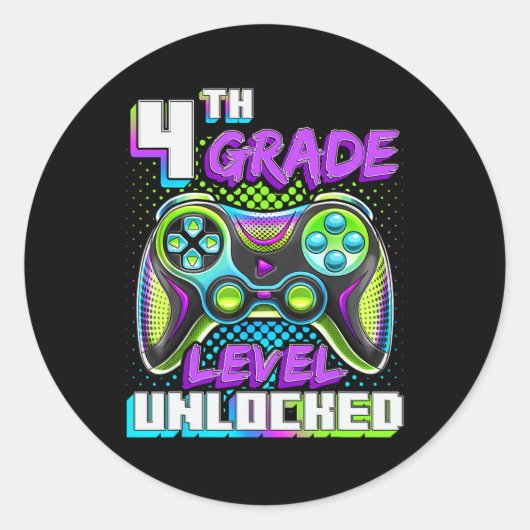 Onvergrendelde videogame van het vierde niveau naa ronde sticker (Voorkant)