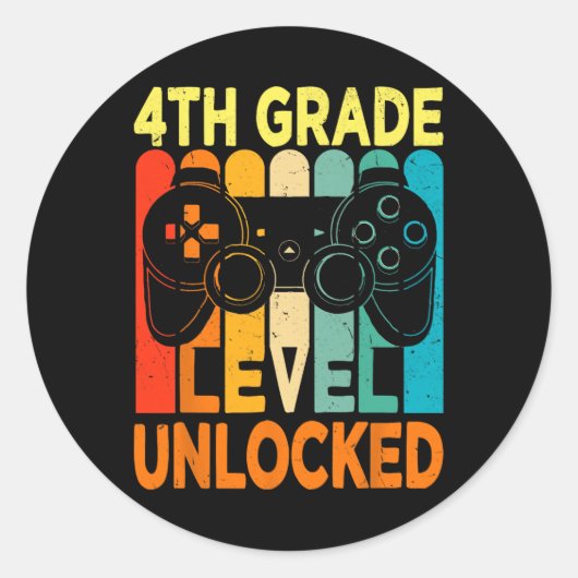 Onvergrendelde videogame van het vierde niveau naa ronde sticker (Voorkant)