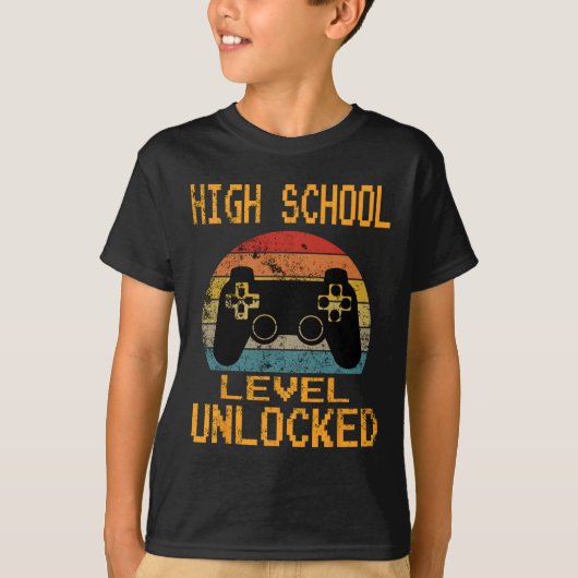 Onvergrendelde videogamer op schoolniveau Terug na T-shirt (Voorkant)