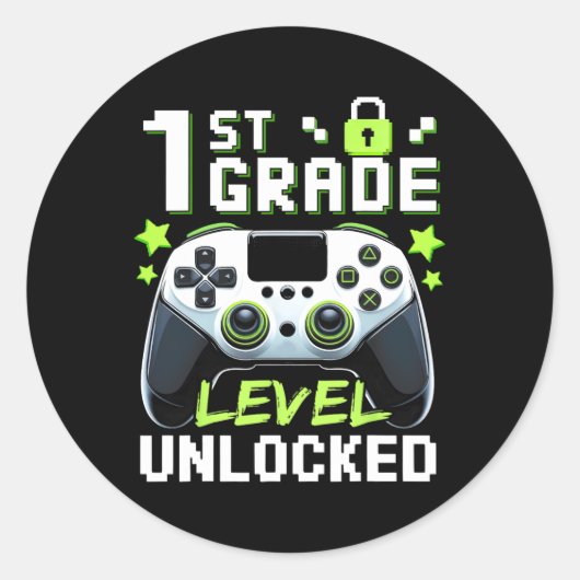 Onvergrendelde videogamer van het eerste niveau na ronde sticker (Voorkant)