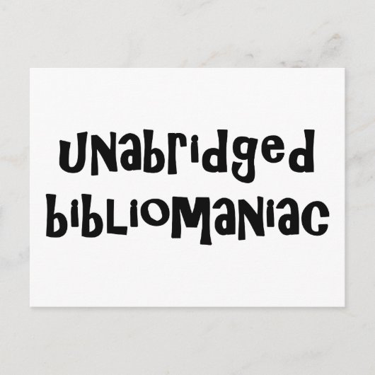 Onverkorte bibliomaniak briefkaart (Voorkant)