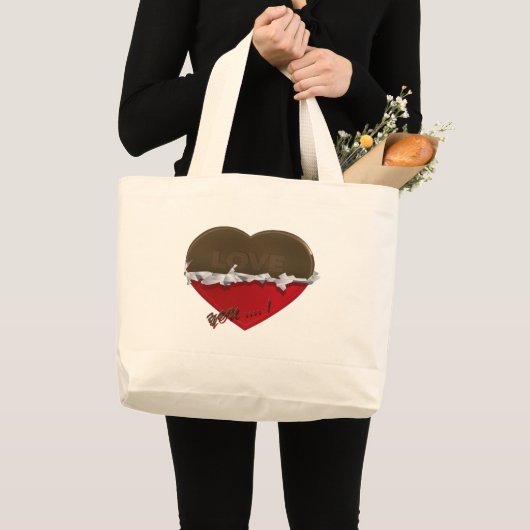 onverpakt chocolade hart houdt van je grote tote bag (Voorkant (product))