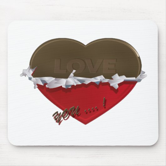 onverpakt chocolade hart houdt van je muismat (Voorkant)