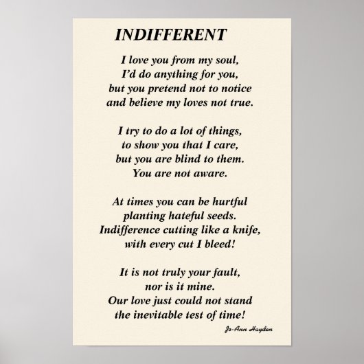 ONVERSCHILLIG PoëziePrint, Waarde Poster Papier (M (Voorkant)