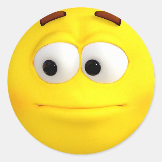 Onverschillige 3D Gele Emoji Ronde Sticker (Voorkant)