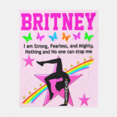 ONVERSCHROKKEN GYMNAST MEISJE GEPERSONALISEERDE FL FLEECE DEKEN (Voorkant)