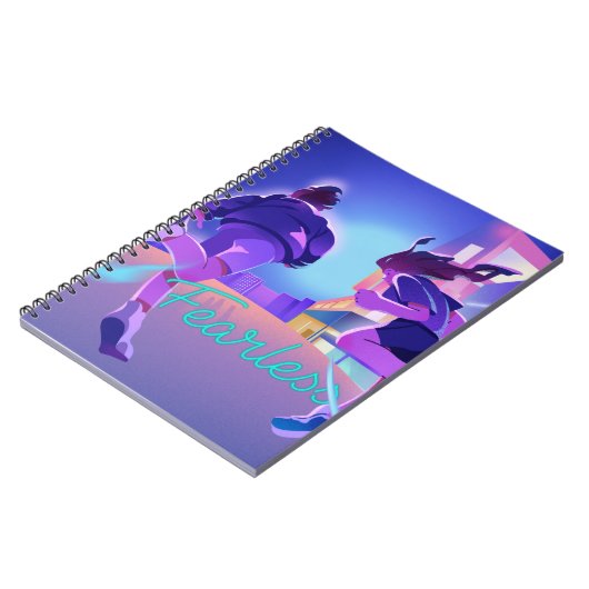 Onverschrokken Meisjes Hardlopen in Neon City Notitieboek (Linkerzijde)