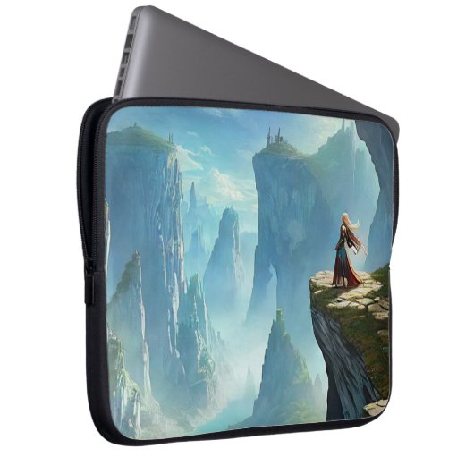 Onverschrokken Mountain Woman Electronics Bag Laptop Sleeve (Voorkant Rechts)