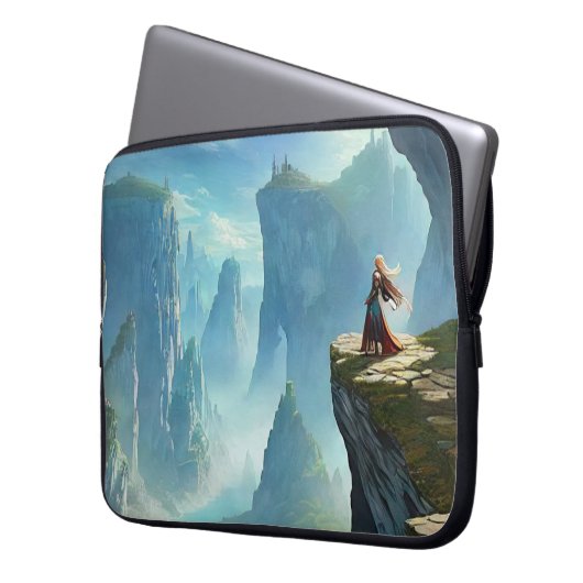 Onverschrokken Mountain Woman Electronics Bag Laptop Sleeve (Voorkant Links)