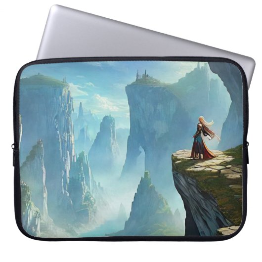 Onverschrokken Mountain Woman Electronics Bag Laptop Sleeve (Voorkant)