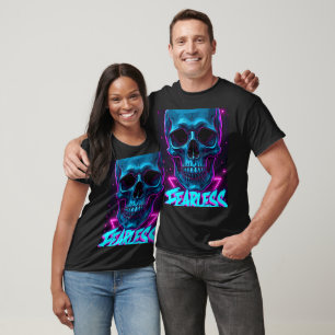 onverschrokken schedel Neon Cyberpunk Streetwear T-shirt