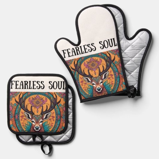 onverschrokken ziel ovenwant & pannenlap set (Voorkant / Achterkant)