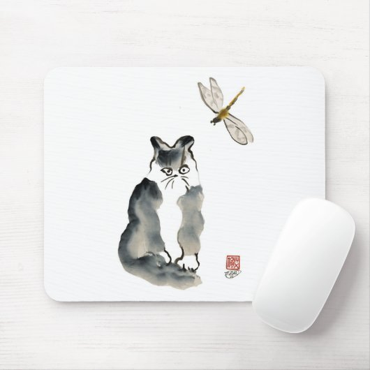 Onverteerbare Insect [libellen] en Grijze Kitten Muismat (Met muis)