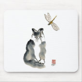 Onverteerbare Insect [libellen] en Grijze Kitten Muismat (Voorkant)