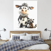 Onverwachte Besties" Dierenvrienden Muurkunst Canvas Afdruk (Insitu (Slaapkamer))