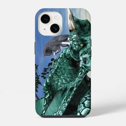 Onverwachte Bezoeker - Knuffelkat op Drakenkop iPhone Hoesje (Achterkant)