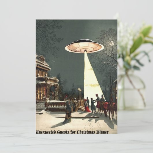 onverwachte samenvatting voor kerstdiner feestdagenkaart (Staand voorkant)