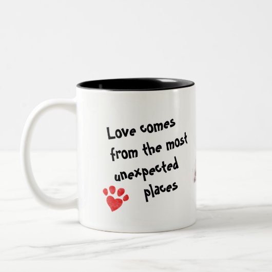 Onverwachte schildpadliefde tweekleurige koffiemok (Links)