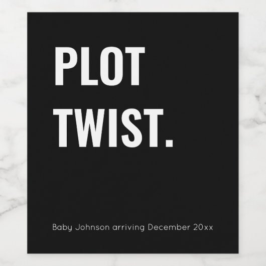 Onverwachte zwangerschapsaankondiging eenvoudig wijn etiket (Enkel label)