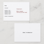 Onverwoestbare kaart visitekaartje (Voorkant / Achterkant)