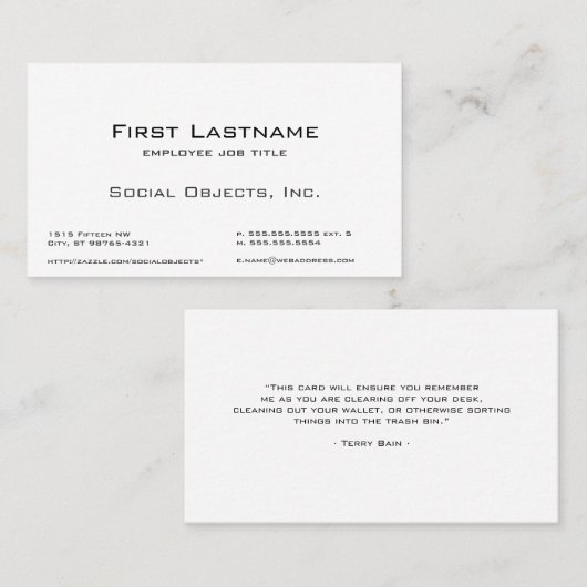 Onverwoestbare Serif Bank Gothic Sjabloon Visitekaartje (Voorkant / Achterkant)