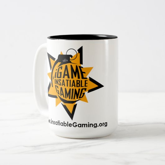 .onverzadigbaar. Gaming 15 oz. Mok (Voorkant links)