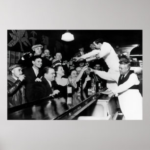 Onverzadigbare vraag naar alcohol omdat het verbod poster