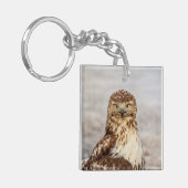 Onvolgroeide Rode Hawk op de grond Sleutelhanger (Voorkant Links)