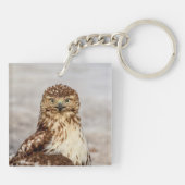 Onvolgroeide Rode Hawk op de grond Sleutelhanger (Achterkant)