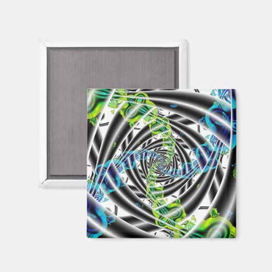 onvolledig | Blauwe en groene fractale kunst Magneet (Voorkant / Achterkant)