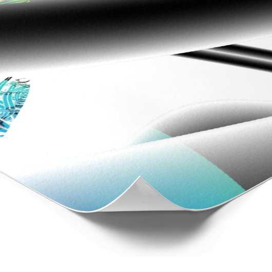 onvolledig | Blauwe en groene fractale kunst Poster (Hoek)