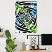 onvolledig | Blauwe en groene fractale kunst Poster (Thuiskantoor)