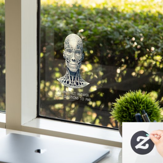 Onvolmaakt antwoord transparant raamsticker (Kantoor)