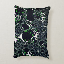 Onvolmaakte witte fractal op zwarte plek, brei accent kussen