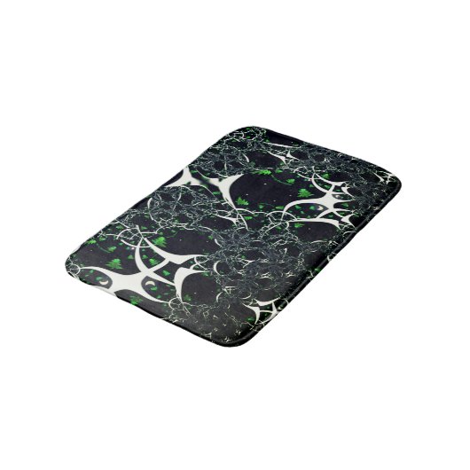 Onvolmaakte witte fractal op zwarte plek, brei badmat (Gekanteld)