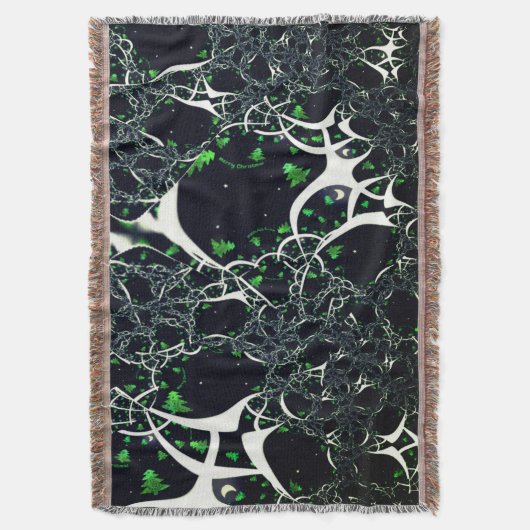 Onvolmaakte witte fractal op zwarte plek, brei deken (Voorkant Verticaal)