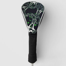Onvolmaakte witte fractal op zwarte plek, brei golfheadcover