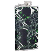 Onvolmaakte witte fractal op zwarte plek, brei heupfles (Rechts)