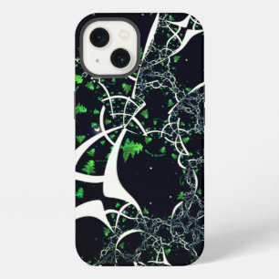 Onvolmaakte witte fractal op zwarte plek, brei iPhone 13 hoesje