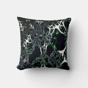 Onvolmaakte witte fractal op zwarte plek, brei kussen