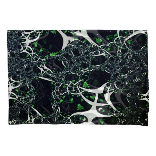 Onvolmaakte witte fractal op zwarte plek, brei kussensloop (Voorkant-Links)