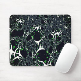 Onvolmaakte witte fractal op zwarte plek, brei muismat