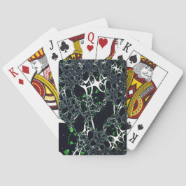 Onvolmaakte witte fractal op zwarte plek, brei pokerkaarten