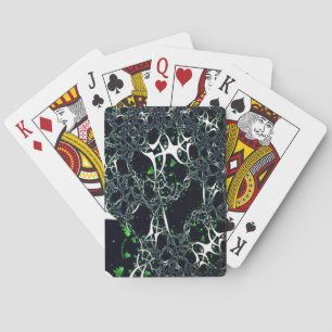 Onvolmaakte witte fractal op zwarte plek, brei pokerkaarten