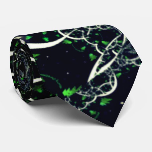 Onvolmaakte witte fractal op zwarte plek, brei stropdas (Opgerold)