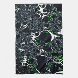 Onvolmaakte witte fractal op zwarte plek, brei theedoek