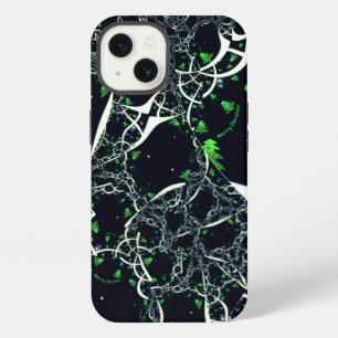 Onvolmaakte witte fractal op zwarte ruimte, gebrei iPhone 13 hoesje