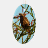 Onvolwassen Roodstaartbuizerd in Ocotillo struik Keramisch Ornament (Rechts)